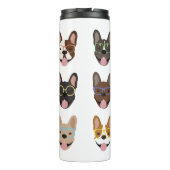 Niedliche französische Bullhunde mit Brillen Thermosbecher (Rückseite)