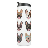 Niedliche französische Bullhunde mit Brillen Thermosbecher (Nach rechts gedreht)