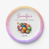 Niedliche französische Macaron Cookies Aquarell Pappteller (Vorderseite)
