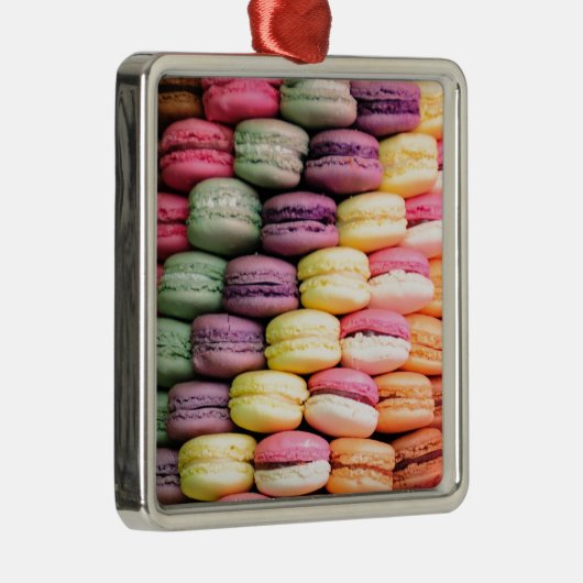 Niedliche französische Macaron-Cookies Silbernes Ornament (Rechts)