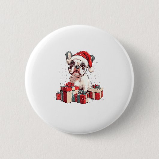 Niedliche Französische Weihnachtsmannmütze Funny C Button (Vorderseite)