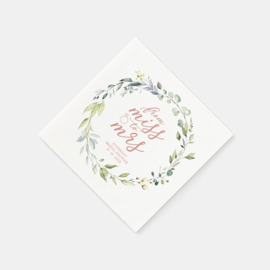 Niedliche Frau Greenery Eucalyptus Brautparty Serviette (Ecke)