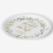 Niedliche Frau Greenery Eucalyptus Bridal Paper Pappteller (Schrägansicht)