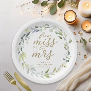 Niedliche Frau Greenery Eucalyptus Bridal Paper Pappteller