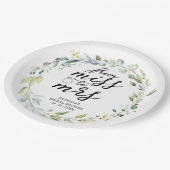 Niedliche Frau Greenery Eucalyptus Bridal Pappteller (Schrägansicht)