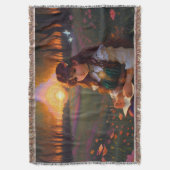 Niedliche Frau im Stile trauriger Anime bei Sonnen Decke (Vorderseite Vertikal)