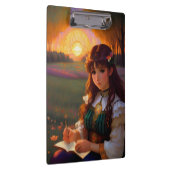 Niedliche Frau im Stile trauriger Anime bei Sonnen Klemmbrett (Rechts)