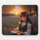 Niedliche Frau im Stile trauriger Anime bei Sonnen Mousepad (Vorne)