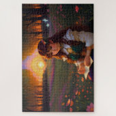 Niedliche Frau im Stile trauriger Anime bei Sonnen Puzzle (Vertikal)