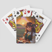 Niedliche Frau im Stile trauriger Anime bei Sonnen