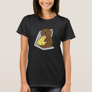 Niedliche Frau isst Pizza Fast Food Rodent T-Shirt