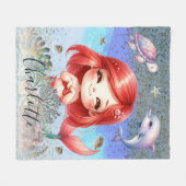 Niedliche Frau "Meerjungfrau" Rotes Haar Fleecedecke (Vorderseite (Horizontal))