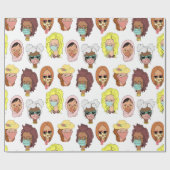 Niedliche Frauen mit Gesichtsmasken, Illustrations Geschenkpapier (Flach)