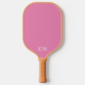 Niedliche Frauen Pastellfarben Rosa Mit Monogramm  Pickleball Schläger (Vorderseite)