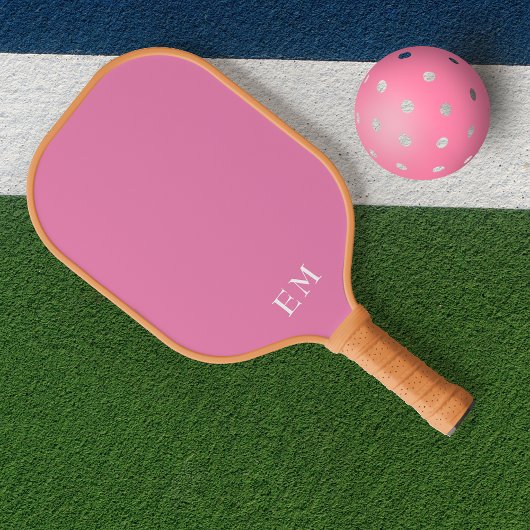 Niedliche Frauen Pastellfarben Rosa Mit Monogramm  Pickleball Schläger