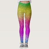 Niedliche Frauen und Mädchen Glitzer Regenbogen Leggings (Vorderseite)