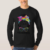 Niedliche freie Mama Hugs Messy Bun Pansexual Prid T-Shirt (Vorderseite)