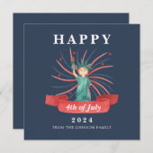 Niedliche Freiheitsstatue 4. Juli Feiertagskarte (Vorne/Hinten)