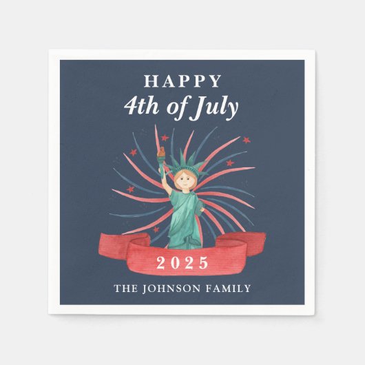 Niedliche Freiheitsstatue am 4. Juli Serviette (Vorderseite)
