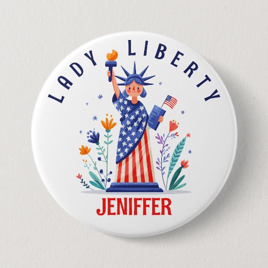 Niedliche Freiheitsstatue NYC Button (Vorderseite)