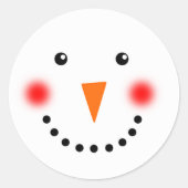 Niedliche Freude Snowman Happy Lächeln Gesicht Url Runder Aufkleber (Vorderseite)