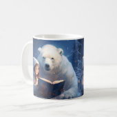 Niedliche Freunde - Eisbär und Mädchen Lesen eines Kaffeetasse (Vorderseite Links)