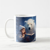 Niedliche Freunde - Eisbär und Mädchen Lesen eines Kaffeetasse (Links)
