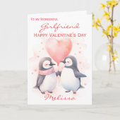 Niedliche Freundin Penguin Ballon Valentinstag Karte (Gelbe Blume)