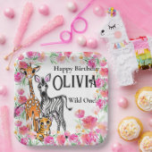 Niedliche Freundin Safari, Giraffe, Zebra, Tiger Pappteller (Party)