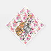 Niedliche Freundin Safari, Giraffe, Zebra, Tiger Serviette (Ecke)
