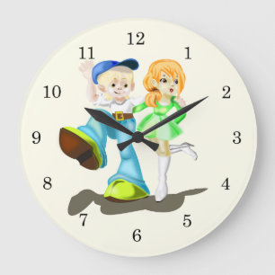 Niedliche Freundin und Freundin Große Wanduhr