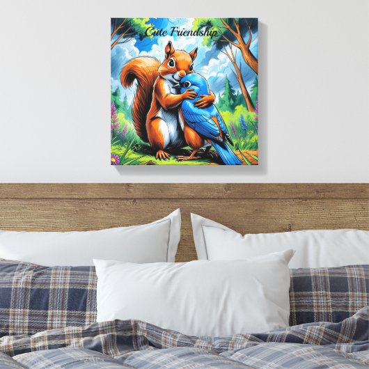 Niedliche Freundschaft Stretched Canvas Print Leinwanddruck (Insitu (Schlafzimmer))