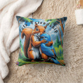 Niedliche Freundschaft zwischen Eichhörnchen und B Kissen (Decke)