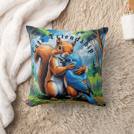 Niedliche Freundschaft zwischen Eichhörnchen und B Kissen (Decke)