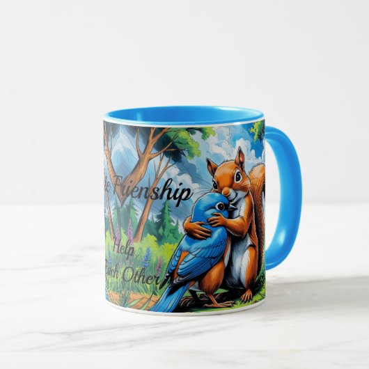 Niedliche Freundschaft zwischen Eichhörnchen und B Tasse (VorderseiteRechts)