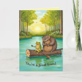 Niedliche Freundschaft zwischen Frosch und Biberwa Karte (Vorderseite)