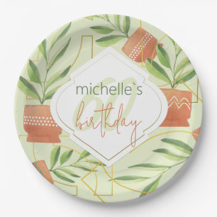 Niedliche frische Pflanze in Keramik Wasserfarbe Pappteller