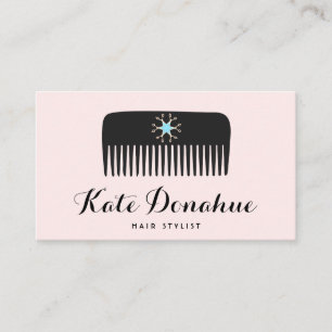 Niedliche Friseurschere Comb Pink Hair Salon Visitenkarte