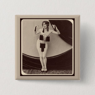 Niedliche, frivole Flapper-Girl aus den 1920er Jah Button