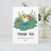 Niedliche Frog Baby Dusche Dankeskarte (Stehend Vorderseite)