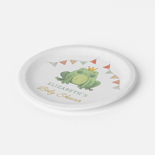 Niedliche Frog-Kinderdusche Pappteller (Schrägansicht)