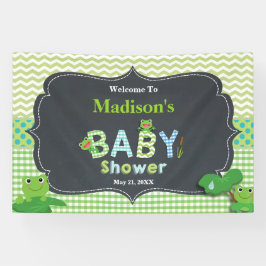 Niedliche Frogs Green Boy Baby Dusche Begrüßung Hi Banner