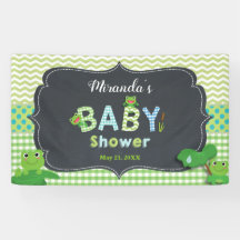 Niedliche Frogs Green Boy Baby Dusche Begrüßung Hi