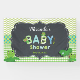 Niedliche Frogs Green Boy Baby Dusche Begrüßung Hi Banner
