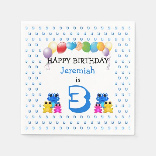 Niedliche Frogs Party für individuell anpassbare B Serviette (Vorderseite)