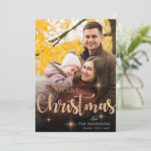 Niedliche Frohe Weihnachten Imitate Rose Gold Star (Stehend Vorderseite)