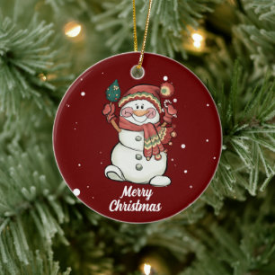 Niedliche Frohe Weihnachten Snowman Keramik Orname Ornament