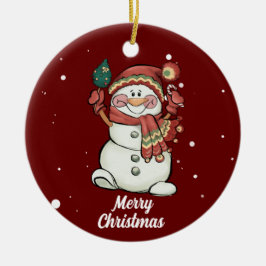 Niedliche Frohe Weihnachten Snowman Keramik Orname Ornament
