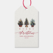 Niedliche frohe Weihnachten Wasserfarben-Tree Rote Geschenkanhänger (Vorderseite)