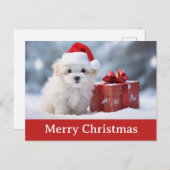 Niedliche Frohe Weihnachts Welpen Hund Weihnachtsm Postkarte (Vorne/Hinten)